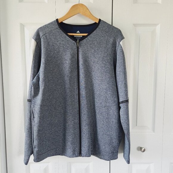 Adidas Adicross Full Zip Heathered Navy/White Outdoor Jacket - Picture 1 of 11